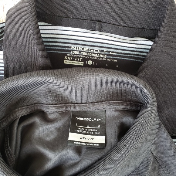 Lot of 2 nike golf drifit polo shirts striped Lg - Picture 7 of 8